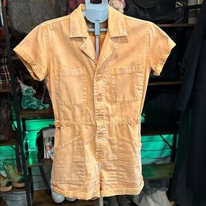 Pistola Orange Short-Sleeve denim Jumpsuit